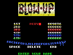 Blow Up! (MSX) screenshot: Game over, enter your name