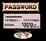 Return of The Ninja (Game Boy Color) screenshot: Password screen