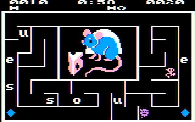 Alphabet Zoo (PC Booter) screenshot: Spelling Zoo: two players facing off (CGA, composite)
