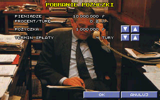 Kosmos (DOS) screenshot: Getting a loan.