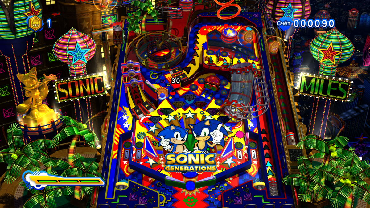 Sonic: Generations - Casino Nights DLC (Windows) screenshot: Playing pinball (lower part of the table)