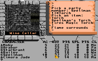 The Bard's Tale Construction Set (Amiga) screenshot: You need a torch or magic spell to be able to see in the dungeons.