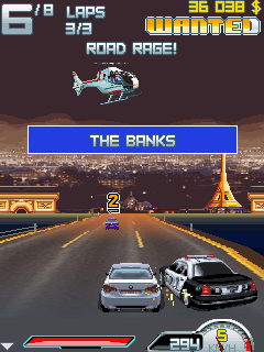 Asphalt 4: Elite Racing (J2ME) screenshot: Head to head with the police (s40v3a)