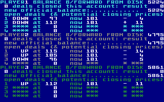 Speculator (Atari ST) screenshot: The standings so far