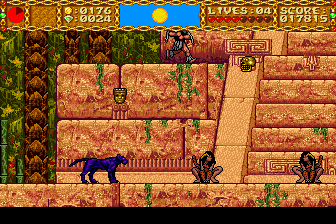 Shape Shifter (TurboGrafx CD) screenshot: This Egyptian-like place is populated by some insane leaping dudes