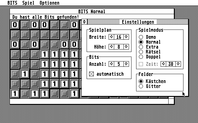Bits (Atari ST) screenshot: Settings