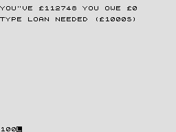 Football Manager (ZX81) screenshot: Asking for a loan
