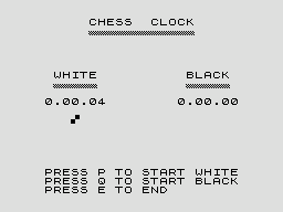 Chess (ZX81) screenshot: The B side of the tape has a chess clock