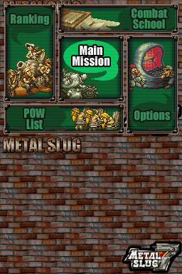 Metal Slug 7 (Nintendo DS) screenshot: Main menu