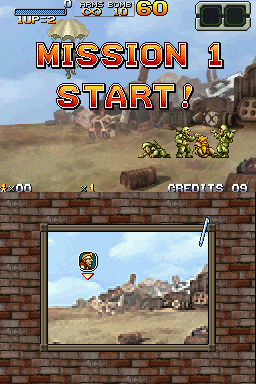 Metal Slug 7 (Nintendo DS) screenshot: Starting at Mission 1