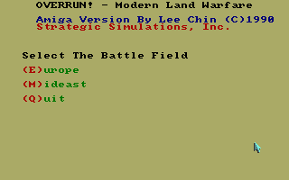 Overrun! (Amiga) screenshot: Select the battle field.
