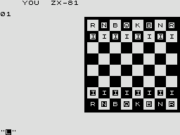 Chess (ZX81) screenshot: Starting out