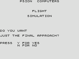 The Flight Simulator (ZX81) screenshot: Title screen