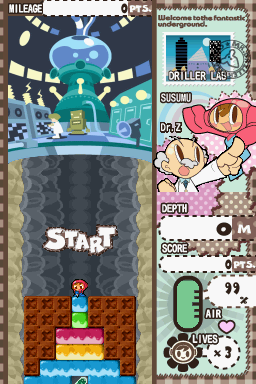 Mr. DRILLER: Drill Spirits (Nintendo DS) screenshot: Start digging!