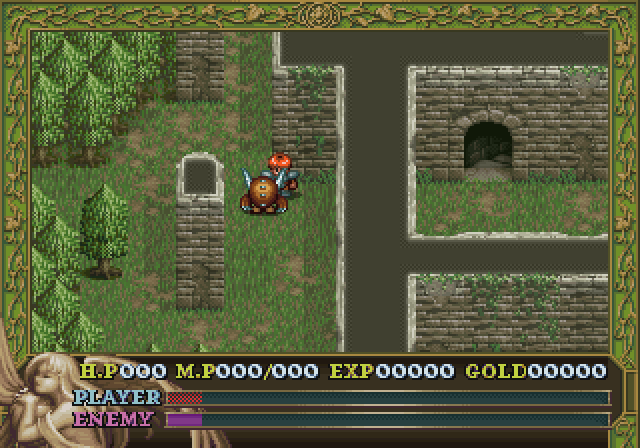 Falcom Classics II (SEGA Saturn) screenshot: Ys 2: First main dungeon. Battle!