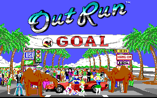 OutRun (DOS) screenshot: Goal! (EGA/Tandy)