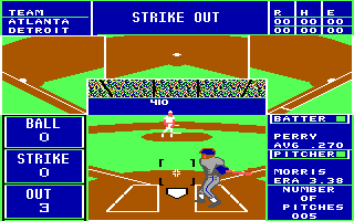 The Sporting News Baseball (DOS) screenshot: Strike Out (EGA)