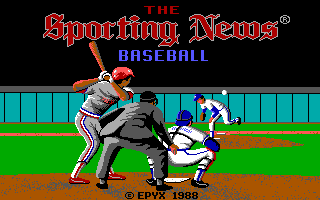 The Sporting News Baseball (DOS) screenshot: Title screen (EGA)