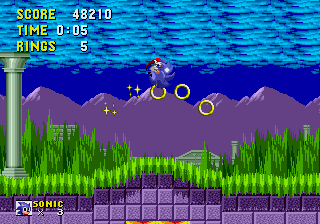 Sonic the Hedgehog (Genesis) screenshot: Moving platforms.
