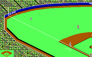 The Sporting News Baseball (DOS) screenshot: Two base hit (EGA)