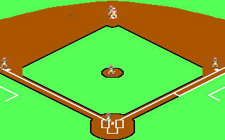 The Sporting News Baseball (DOS) screenshot: Runner on 2nd base (EGA)