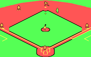 The Sporting News Baseball (DOS) screenshot: Stealing 2nd base (CGA)