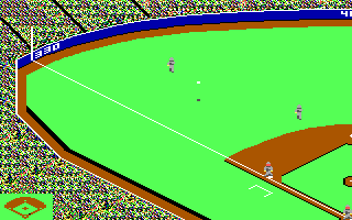 The Sporting News Baseball (DOS) screenshot: Fly out (EGA)