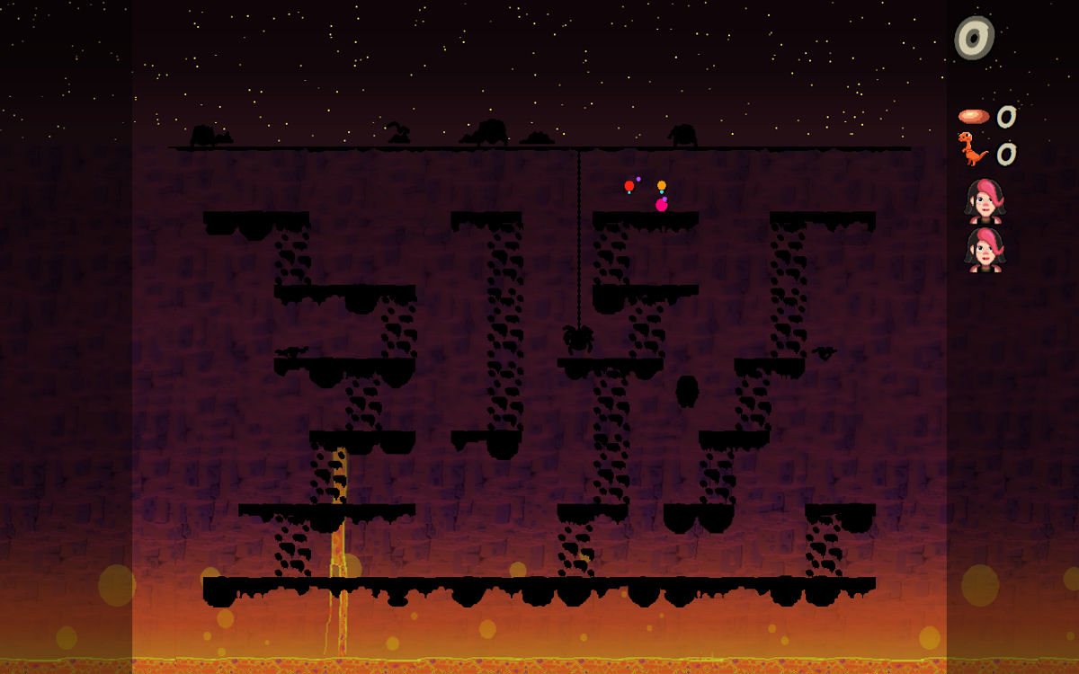 Dino Eggs: Rebirth (Windows) screenshot: Fire (and lava) isn't enough to light up the night