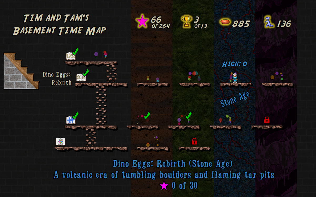 Dino Eggs: Rebirth (Windows) screenshot: Our heroes have made some progress! (alternate graphics)