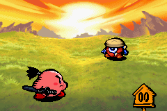 Kirby: Nightmare in Dreamland (Game Boy Advance) screenshot: Quick Draw mini-game: in the same style as the Samurai Kirby game from Kirby Super Star