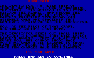 Devastator (DOS) screenshot: A short briefing