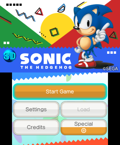 Sonic the Hedgehog (Nintendo 3DS) screenshot: Main Menu