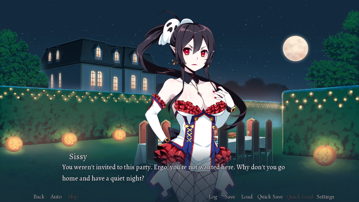 Sakura Halloween (Windows) screenshot: And Sissy is a lot more upfront that Miyu would like