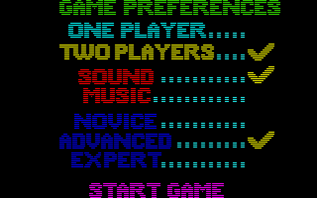Zero Gravity (Amiga) screenshot: Game options