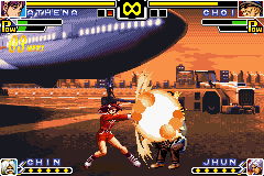 The King of Fighters EX: Neo Blood (Game Boy Advance) screenshot: Athena Asamiya uses his New Psycho Reflector move to connect an accurate 3-hit combo in Choi Bounge.