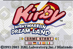 Kirby: Nightmare in Dreamland (Game Boy Advance) screenshot: Title Screen