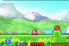 Kirby: Nightmare in Dreamland (Game Boy Advance) screenshot: The start of Level 1-1