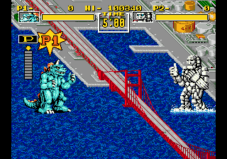King of the Monsters (Genesis) screenshot: I don't give the bridge too long...