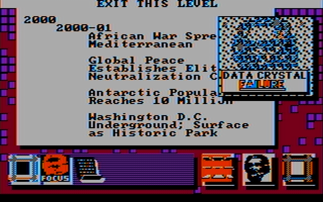 Portal (DOS) screenshot: Some background in retro-future-history (CGA, composite)