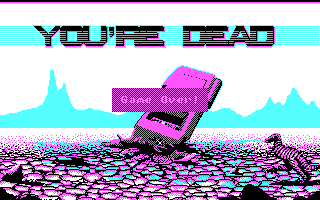 Roller Coaster Rumbler (DOS) screenshot: You're dead (Game over) (CGA)