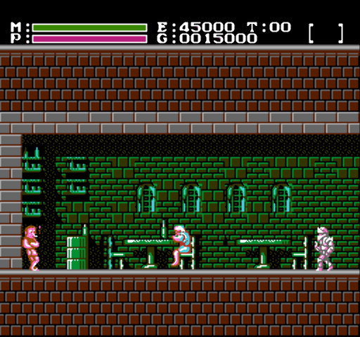 Faxanadu (NES) screenshot: Bartender! Gimme... hic!!.. a mug o' beer!