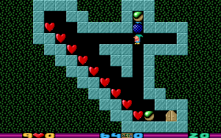 Heartlight (DOS) screenshot: Level 20 heart stairs