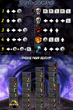 Ultimate Mortal Kombat 3 (Nintendo DS) screenshot: Difficulty selection