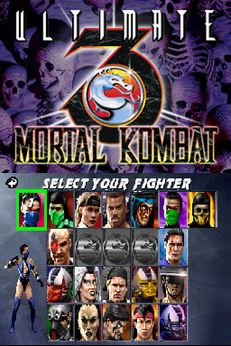 Ultimate Mortal Kombat 3 (Nintendo DS) screenshot: Character select screen