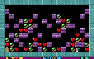 Heartlight (DOS) screenshot: Level 15 purple platforms
