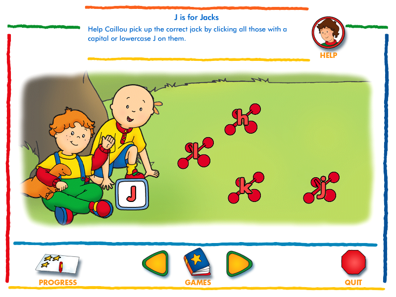 Caillou: Alphabet (Windows) screenshot: J is for Jacks