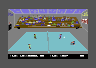 Bump, Set, Spike! Doubles Volleyball (Commodore 64) screenshot: I position myself next to the x...