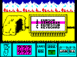 Yogi Bear (ZX Spectrum) screenshot: Control option.