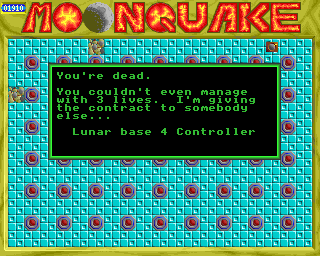 Moonquake (Acorn 32-bit) screenshot: Game over