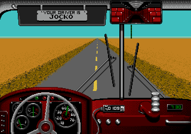 Desert Bus (Browser) screenshot: Driving on the road
